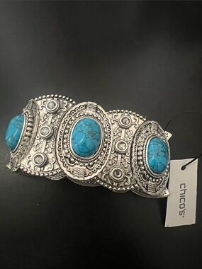 Chico's Silver-Tone Bracelet with Turquoise Accent Stones